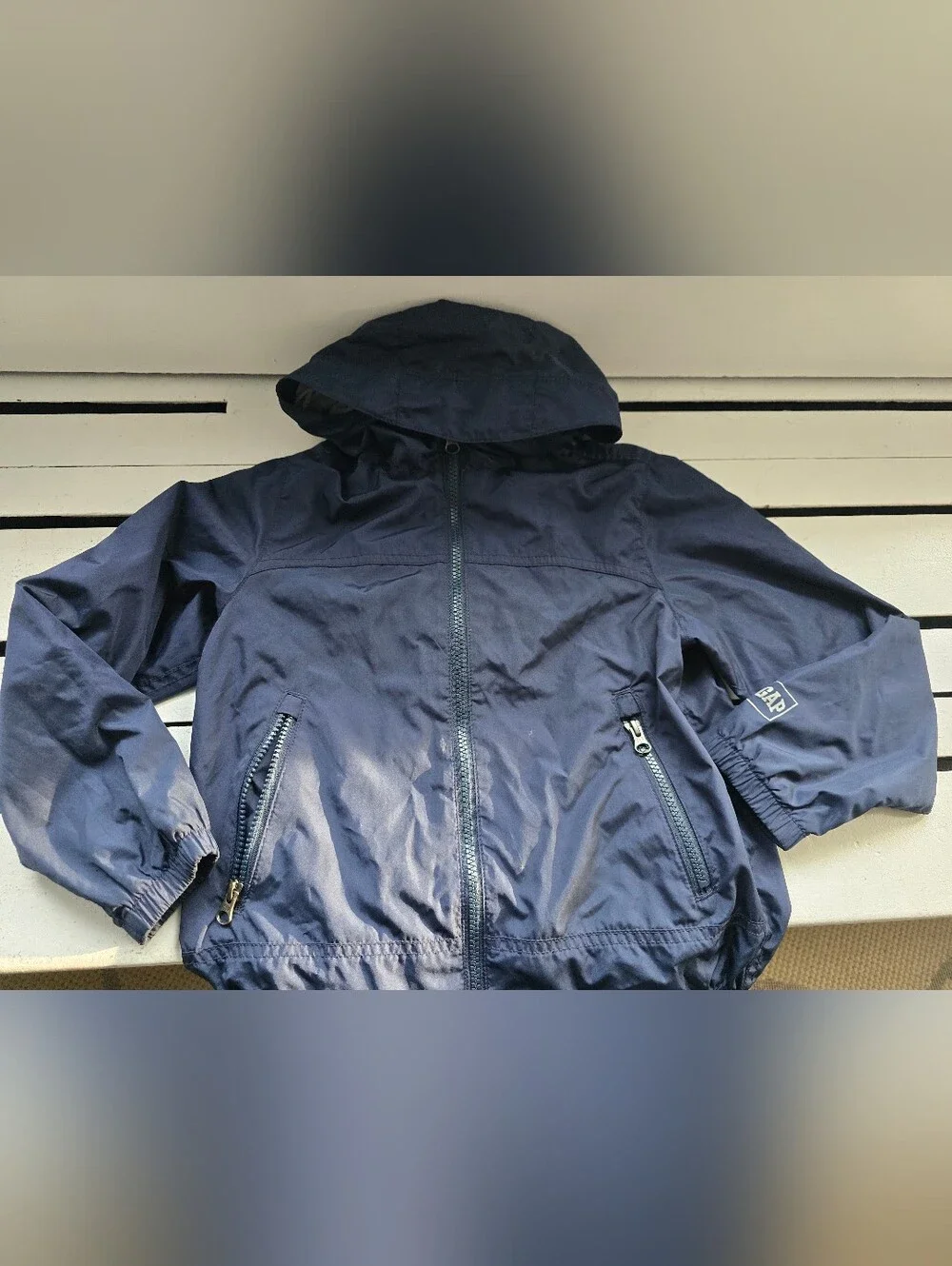 GAP Kids Navy Hooded Wind Breaker Jacket with Grey Lining